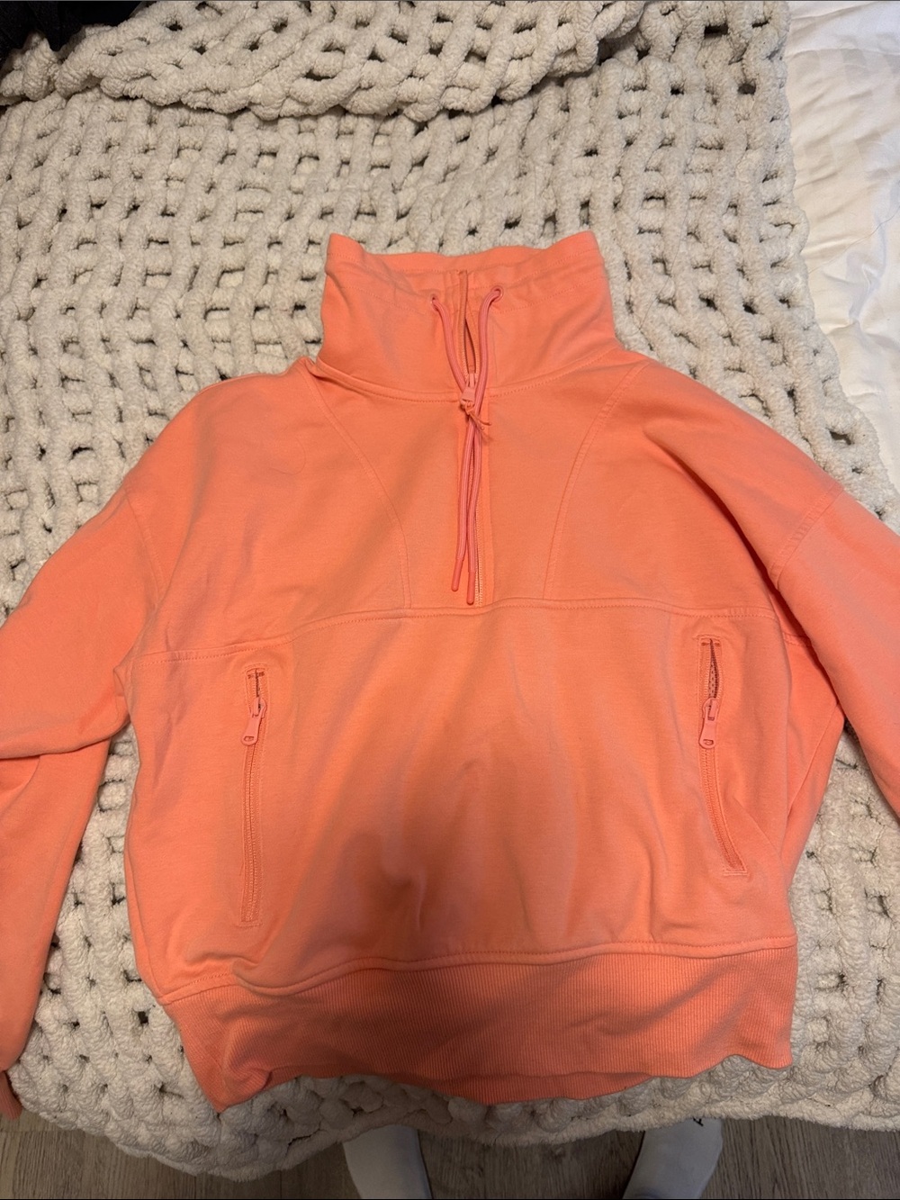 Old Navy Coral Half-Zip Funnel Neck Sweatshirt